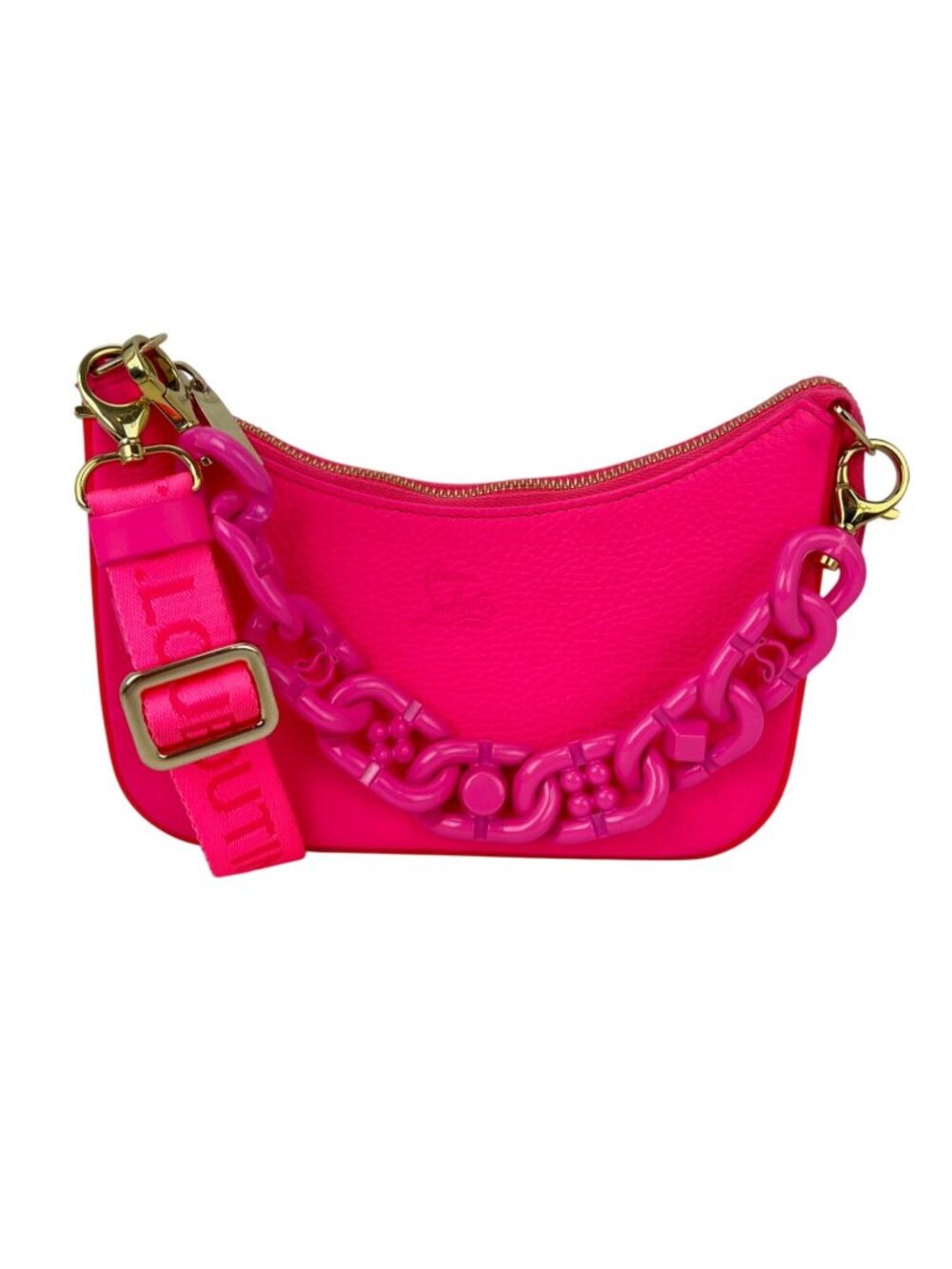Christian Louboutin Gomme Mini Loubila Pink Chain Leather Shoulder Bag